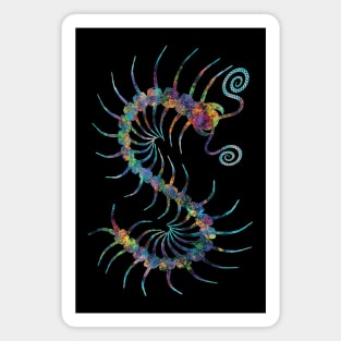 Bright Rainbow Splatter Centipede Magnet